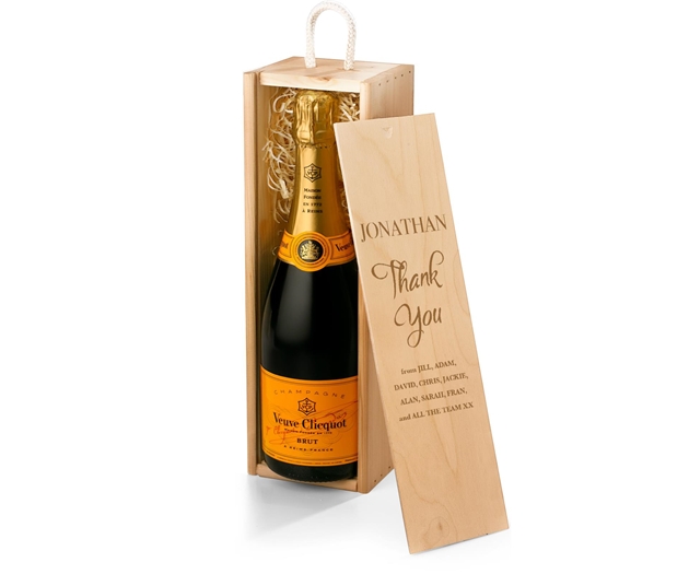 Veuve Clicquot Champagne Gift Box With Engraved Personalised Lid